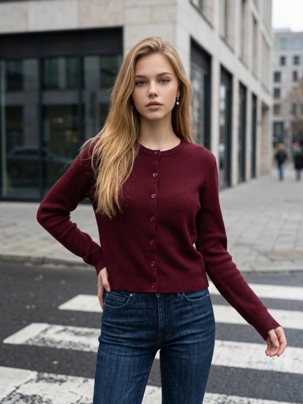 NWT House of Harlow 1960 100% Merino Wool Burgundy Cardigan Size S